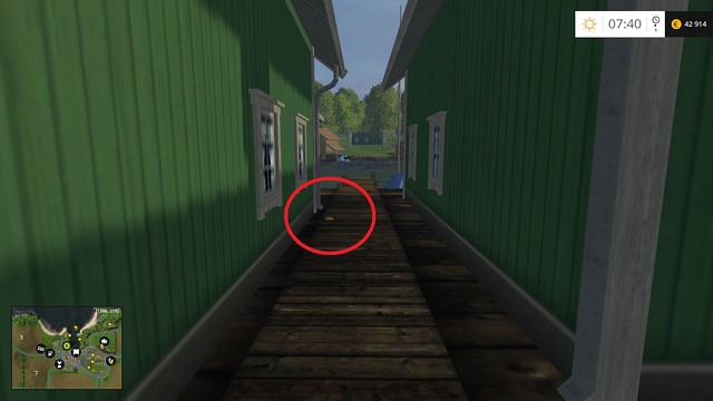 Between two green houses - Section B - coins 13 - 29 - Gold coins - Farming Simulator 15 - Game Guide and Walkthrough
