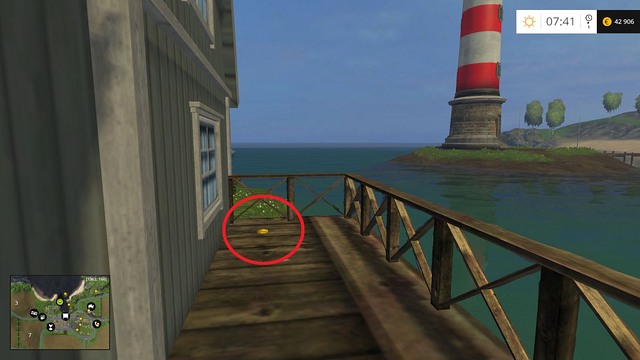 On a wooden platform by a grey house - Section B - coins 13 - 29 - Gold coins - Farming Simulator 15 - Game Guide and Walkthrough