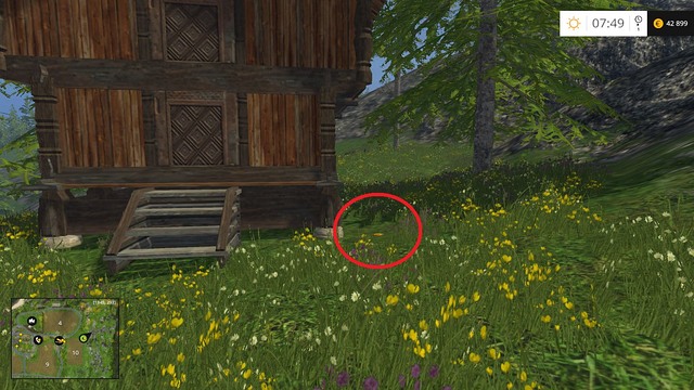 Near a wooden hut, on the edge of field no - Section B - coins 13 - 29 - Gold coins - Farming Simulator 15 - Game Guide and Walkthrough