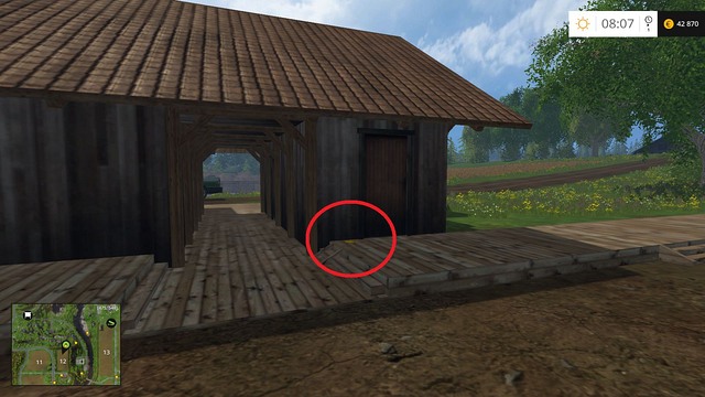 Behind a building on field no - Section C - coins 30 - 44 - Gold coins - Farming Simulator 15 - Game Guide and Walkthrough