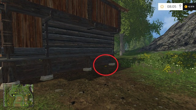 Behind a lonely hut by the road - Section C - coins 30 - 44 - Gold coins - Farming Simulator 15 - Game Guide and Walkthrough