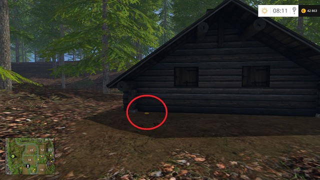 Behind a hut in the woods - Section C - coins 30 - 44 - Gold coins - Farming Simulator 15 - Game Guide and Walkthrough