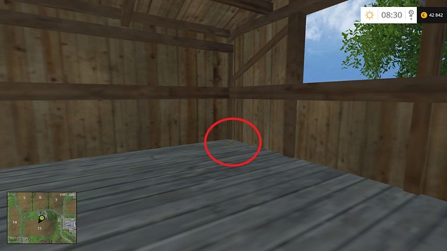 In the corner of a wooden house, on the first floor - Section D - coins 45 - 54 - Gold coins - Farming Simulator 15 - Game Guide and Walkthrough