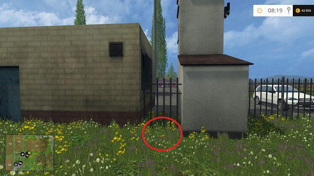 Near a small building, just behind the fence - Section C - coins 30 - 44 - Gold coins - Farming Simulator 15 - Game Guide and Walkthrough