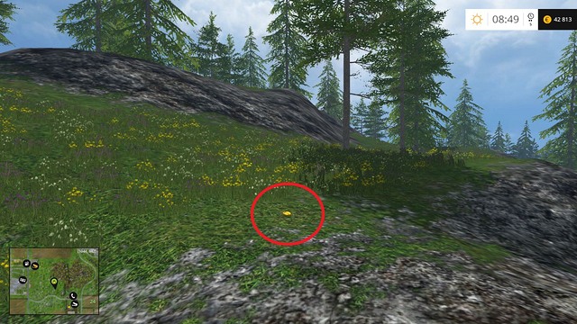 On a small glade near some rocks - Section D - coins 45 - 54 - Gold coins - Farming Simulator 15 - Game Guide and Walkthrough
