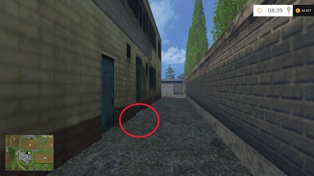 Behind a big building in the corner of the square - Section D - coins 45 - 54 - Gold coins - Farming Simulator 15 - Game Guide and Walkthrough