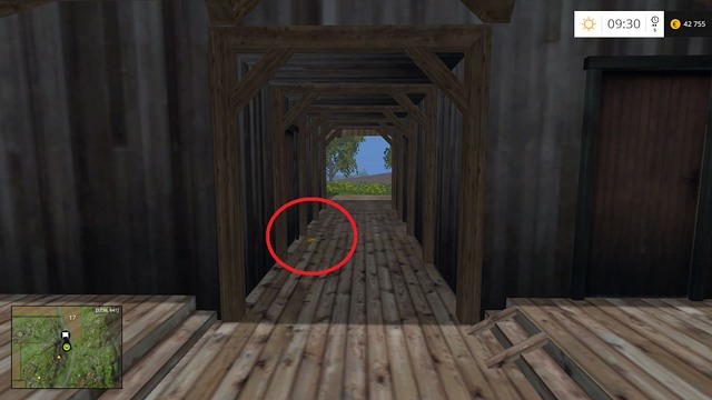 In the passage in a wooden building - Section D - coins 45 - 54 - Gold coins - Farming Simulator 15 - Game Guide and Walkthrough