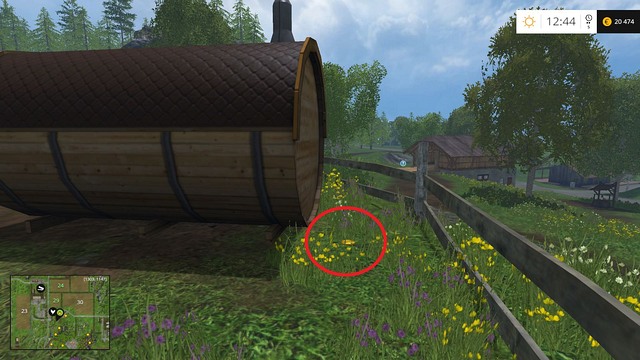 Inside the wooden building where the plough is at the beginning, near the stairs - Section F - coins 70 - 89 - Gold coins - Farming Simulator 15 - Game Guide and Walkthrough