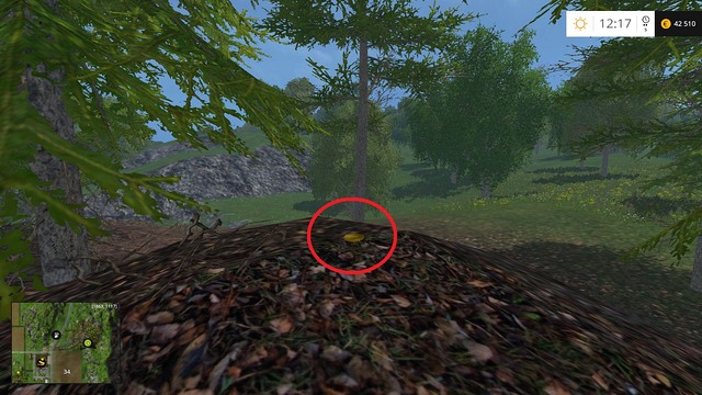In the same forest, on a small hill - Section F - coins 70 - 89 - Gold coins - Farming Simulator 15 - Game Guide and Walkthrough