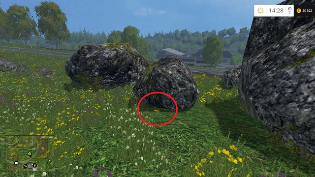 Under one of the rocks - Section G - coins 90 - 100 - Gold coins - Farming Simulator 15 - Game Guide and Walkthrough