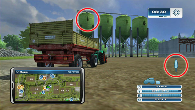 Each silos contains a different type of seeds. - Selling crops for the first time - First steps - Farming Simulator 2013 - Game Guide and Walkthrough