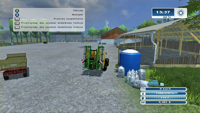 After buying the sprayer, you have to fill it up on the farm. - First sprays - First steps - Farming Simulator 2013 - Game Guide and Walkthrough