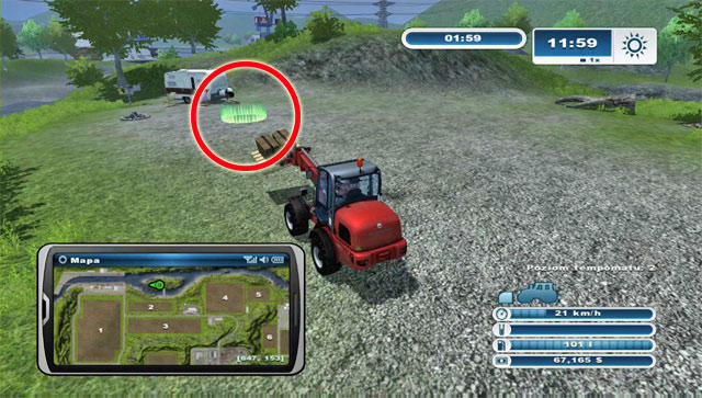 You don't need to place the pallet precisely at the destination point - you just need to reach the goal in the given time to complete the mission - Transport missions - Missions - Farming Simulator 2013 - Game Guide and Walkthrough