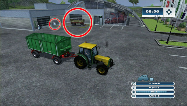 Buy it and take the old one to the shop and park it in the designated area - Buying new equipment: a trailer and a tractor - Agriculture - Farming Simulator 2013 - Game Guide and Walkthrough