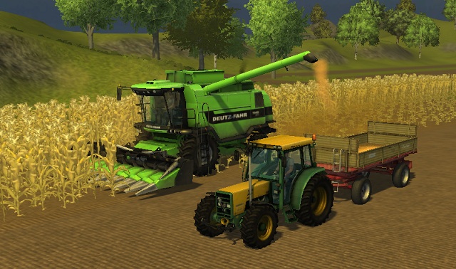 Same as with grains, we can unload the crops directly into a trailer. - Growing corn - Agriculture - Farming Simulator 2013 - Game Guide and Walkthrough
