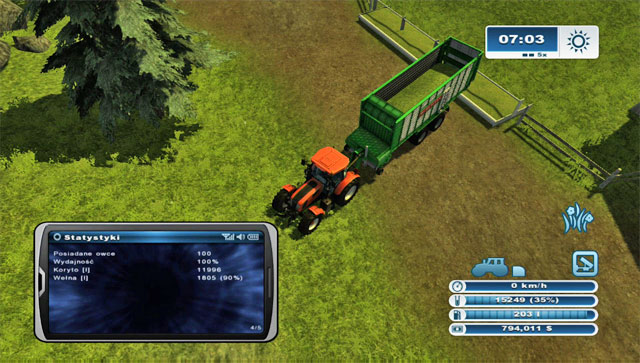 Unload the mower grass into the manger. - Sheep husbandry - Animal husbandry - Farming Simulator 2013 - Game Guide and Walkthrough