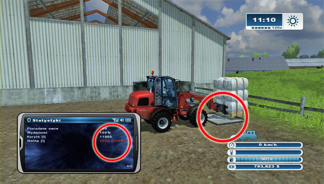 On the other side a pallet with wool will be created - Sheep husbandry - Animal husbandry - Farming Simulator 2013 - Game Guide and Walkthrough