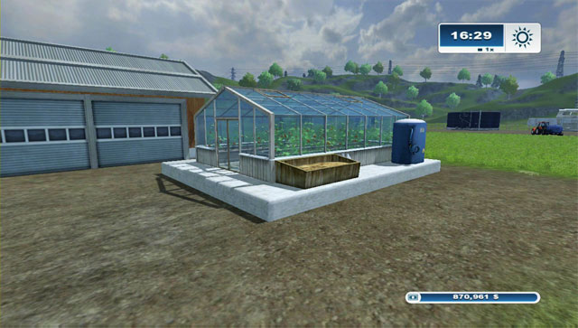 The greenhouse requires a water tank for 8000 $ which is quite an expenditure - Buildings - Constructing additional buildings - Farming Simulator 2013 - Game Guide and Walkthrough