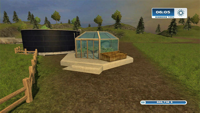The greenhouse requires a water tank for 8000 $ which is a considerable cost - Buildings - Constructing additional buildings - Farming Simulator 2013 - Game Guide and Walkthrough