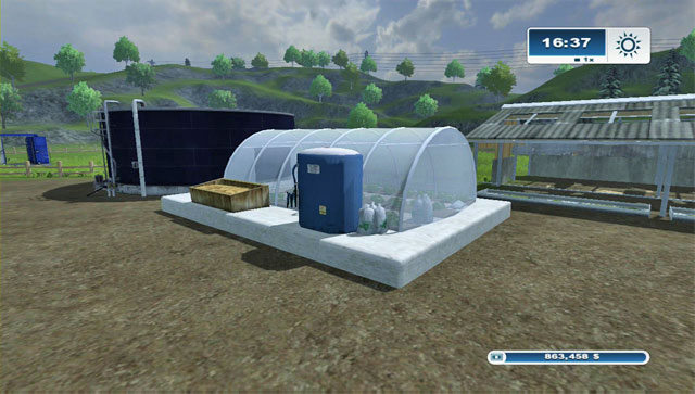 The greenhouse requires a water tank for 8000 $ which is a considerable cost - Buildings - Constructing additional buildings - Farming Simulator 2013 - Game Guide and Walkthrough