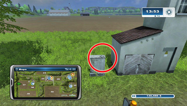 It's lying on a box west of field 37 - Area A: horseshoes #1-#13 - Horseshoes - Farming Simulator 2013 - Game Guide and Walkthrough