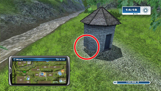 To the north of horseshoes #9, #10 and #11 there's a bridge - Area A: horseshoes #1-#13 - Horseshoes - Farming Simulator 2013 - Game Guide and Walkthrough