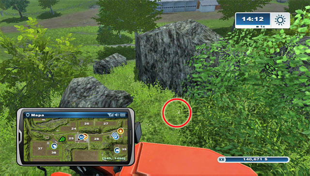 Climb the hill north-east of where the sheep pasture is - Area A: horseshoes #1-#13 - Horseshoes - Farming Simulator 2013 - Game Guide and Walkthrough