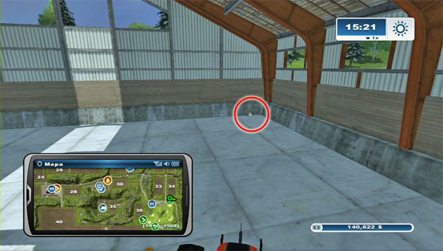 In the garage north-east of the golf course, the horseshoe is leaning against a wall - Area C: horseshoes #25-#36 - Horseshoes - Farming Simulator 2013 - Game Guide and Walkthrough
