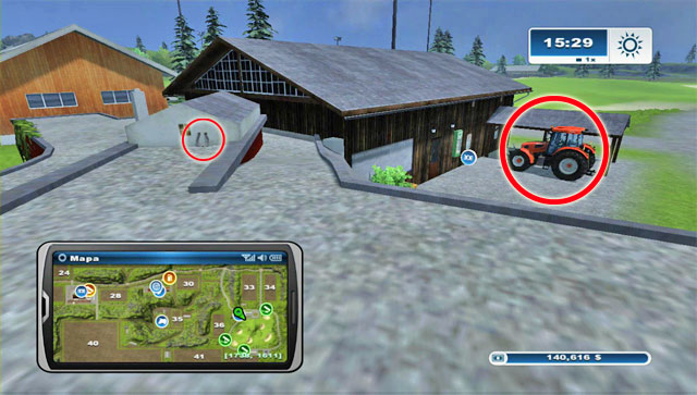 The horseshoe is on the roof of the buildings north of the golf course - Area C: horseshoes #25-#36 - Horseshoes - Farming Simulator 2013 - Game Guide and Walkthrough