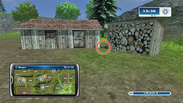 By the road leading to the golf course there are two small buildings with the horseshoe between them - Area C: horseshoes #25-#36 - Horseshoes - Farming Simulator 2013 - Game Guide and Walkthrough