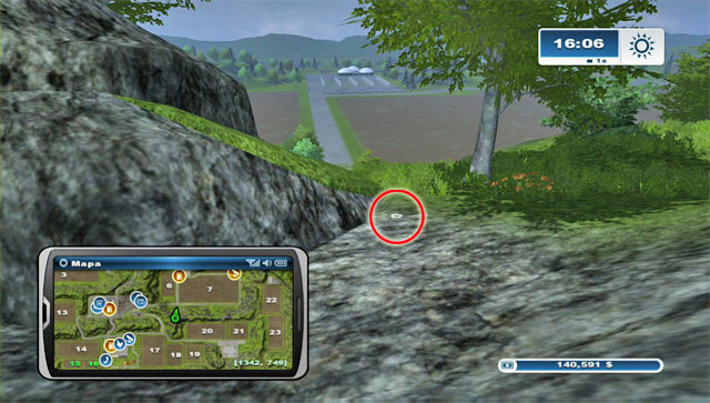 To the north-west, on a hill you will find another horseshoe - it's beside a tree with mushrooms growing underneath it - Area D: horseshoes #37-#44 - Horseshoes - Farming Simulator 2013 - Game Guide and Walkthrough