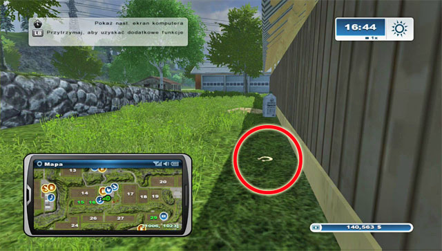 The horseshoe lies on a farm on the south side of the shelter, nearby a wall - Area E: horseshoes #45-#61 - Horseshoes - Farming Simulator 2013 - Game Guide and Walkthrough