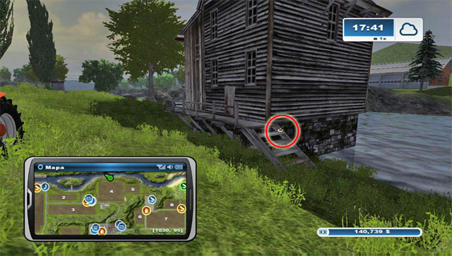 North of field 4, by the river, there's an old mill - Area G: horseshoes #74-#89 - Horseshoes - Farming Simulator 2013 - Game Guide and Walkthrough