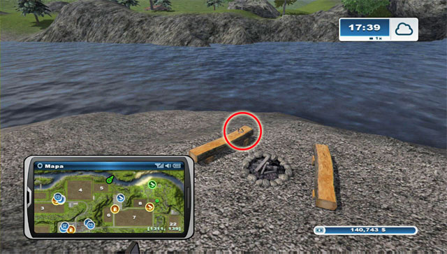The horseshoe lies by a bonfire north-east of field 5 - Area G: horseshoes #74-#89 - Horseshoes - Farming Simulator 2013 - Game Guide and Walkthrough