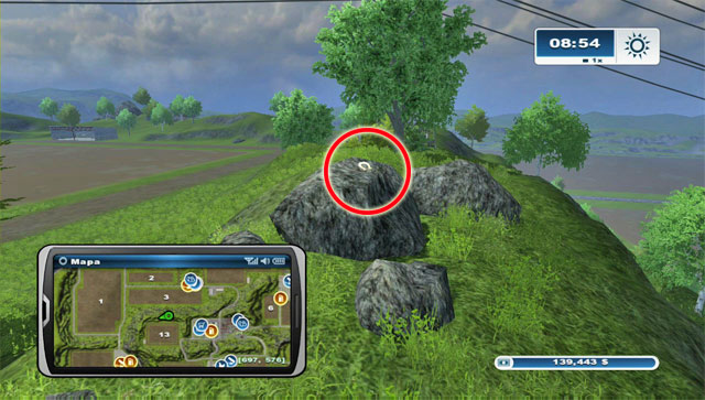 North of field 13 there's a hill - Area H: horseshoes #90-#100 - Horseshoes - Farming Simulator 2013 - Game Guide and Walkthrough
