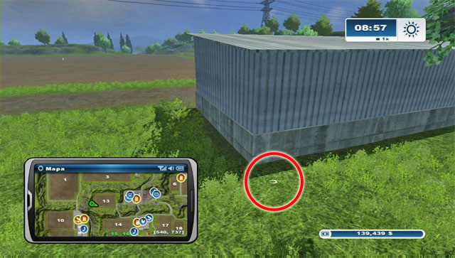 West of field 13 there's a garage shelter - Area H: horseshoes #90-#100 - Horseshoes - Farming Simulator 2013 - Game Guide and Walkthrough