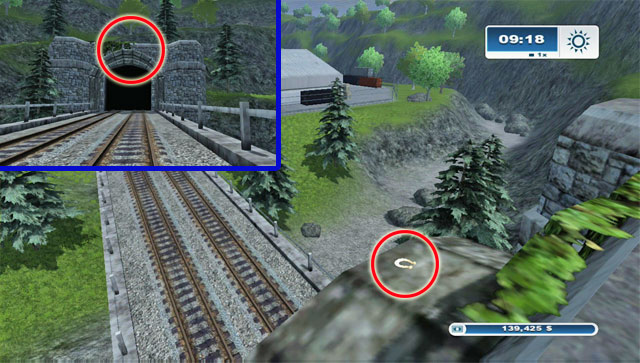 The horseshoe can be found above the tunnel entrance - Area H: horseshoes #90-#100 - Horseshoes - Farming Simulator 2013 - Game Guide and Walkthrough