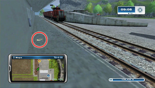 The horseshoe lies on a ramp on the west side of the train tracks, at the Freight yard - Area H: horseshoes #90-#100 - Horseshoes - Farming Simulator 2013 - Game Guide and Walkthrough