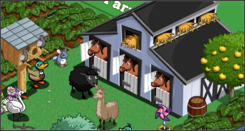 A black sheep looks with envy at the stables - Stable - Buildings - FarmVille - Game Guide and Walkthrough