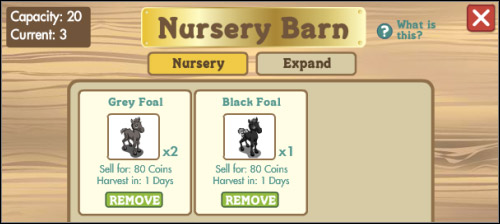 There will be beautiful horses out of these foals one day - Nursery barn - Buildings - FarmVille - Game Guide and Walkthrough