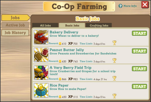 Co-op jobs selection window - Co-op farming - Others - FarmVille - Game Guide and Walkthrough