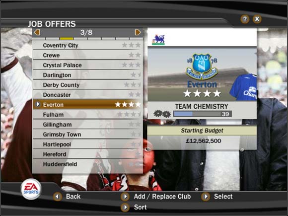 Now, we must choose a club - Beginning - Manager Mode - FIFA 07 - Game Guide and Walkthrough
