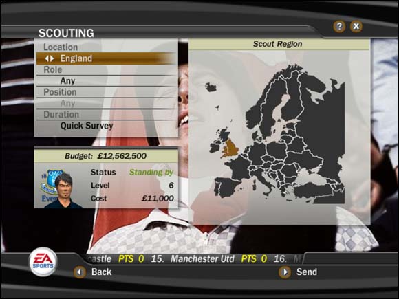 Location - here, we choose the region of our searches - Footballers - Manager Mode - FIFA 07 - Game Guide and Walkthrough