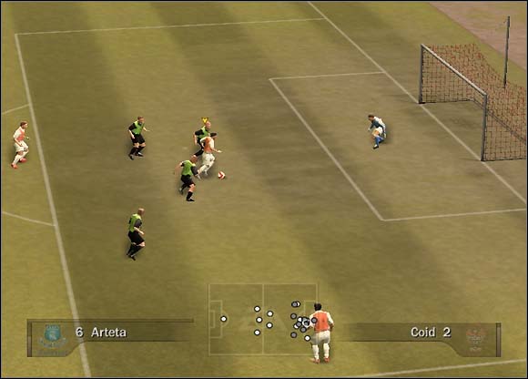 The goalkeeper will probably charge, so press [Q] + [D] (new configuration: [Q] + [A]) to kick the ball over him - Through balls - Tactical solutions and tips - FIFA 07 - Game Guide and Walkthrough