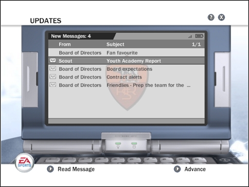 Email box is the fastest way to communicate with board. - Start - Manager mode - FIFA 08 - Game Guide and Walkthrough