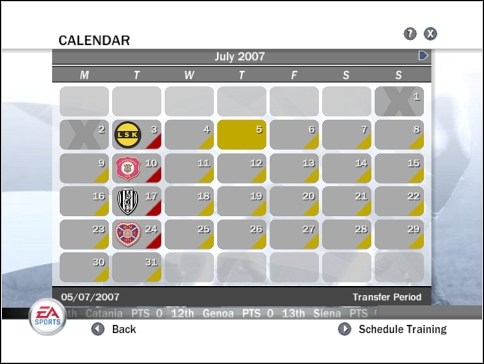 Calendar before schedule. - Office - Calendar - Manager mode - FIFA 08 - Game Guide and Walkthrough