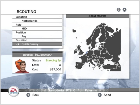 Location - Choose country or whole continent - Office - Talents - Manager mode - FIFA 08 - Game Guide and Walkthrough