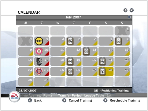 Calendar after schedule. - Office - Calendar - Manager mode - FIFA 08 - Game Guide and Walkthrough