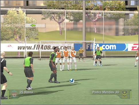 Press [Shift] while opponent has free kick, corner or throw-in if you want to play as goalkeeper - Useful moves - Controls - FIFA 08 - Game Guide and Walkthrough
