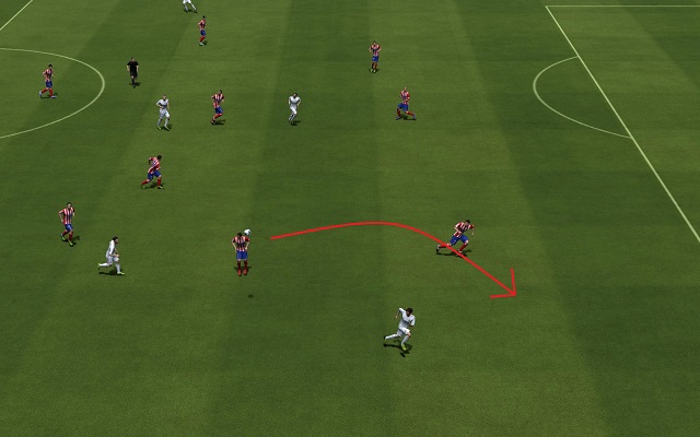 The lobbed perpendicular pass is a good way to avoid defense in the case when you experience problems finding a gap between defensive players of the other team - Passing - Basic pieces of play - FIFA 14 - Game Guide and Walkthrough